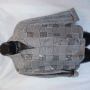 Vintage Vision Apparel Black White Houndstooth Wrap blouse. Sz 12